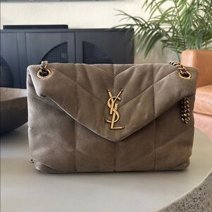 Yves Saint Laurent Taupe Quilted Shoulder Bag